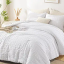 AveLom Seersucker King Comforter Set (104x90 inches), 3 Pieces - 100% Soft Washed Microfiber Lightweight Comforter with 2 Pillowcases, All Season Down Alternative Comforter Set for Bedding, White