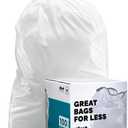 Plasticplace Custom Fit Trash Bags, Compatible with simplehuman Code X (100 Count) White Drawstring Garbage Liners 21 Gallon/ 80 Liter, 26" x 24.5"