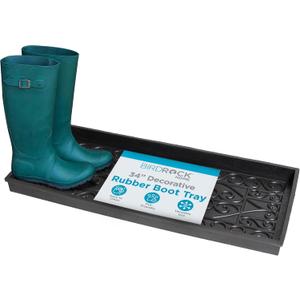 BIRDROCK HOME Rubber Boot Tray | 34 inch Decorative Boot Tray | Waterproof for All Weather Indoor or Outdoor Use | Dog Bowl Tray, 1'2" x 2'10"