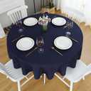 FOLINS&HOME Navy Blue Round Tablecloth 60 Inch Waterproof Heavy Duty Wrinkle Free Polyester Fabric Table Cloth, Spillproof Washable Table Cover for Party, Camping, Picnic, Banquet Indoor and Outdoor