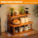 Wooden Mug Holder Countertop, Coffee Station Organizer, Counter Shelf for Tea Coffee Bar Accessories, Matcha Stand, Cup Display, Kitchen Condiment Storage Rack,3tier,11.81IN