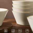 Famiware Saturn Dinnerware Sets, Plates and Bowls Sets for 4, 12 Pieces Stoneware Dish Set - Chip and Scratch Resistant, Microwave and Dishwasher Safe Tableware Set, Vanilla White with Rim