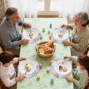 4PCS Easter Placemats,Cute Placemats,Easter Table Runner,15 Inch Round Place Mats,Centerpiece Table Decorations,Embroidered Place Mats for Home Dining Holiday Kitchen Spring Table Decoration