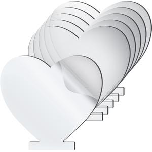 6 Pieces 2 mm Acrylic Sheet Transparent LED Film for LED Light Base Thick Clear Screen with Protective Film Acrylic Blanks for Galentine's Day Table Signs DIY Display Craft(Heart)