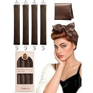 Togayu Heatless Curls Overnight Set - 4PCS Jumbo Velvet Hair Rollers to Sleep In, No-Damage Flexi Rods for Beautiful, Effortless Curls and Waves for Women