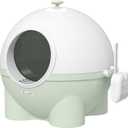 PawHut Hooded Cat Litter Box, Large Kitty Litter Pan with Lid, Scoop, Leaking Sand Pedal, Top Handle, Light Green