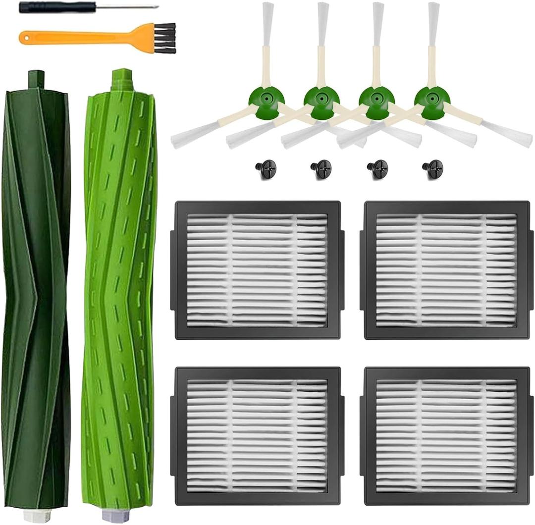 Replacement Parts for Roomba iRobot i7 i7+ i3 i3+ i4 i4+ i5 i5+ i6 i6+ i8 i8+ E5 E6 E7 I,E &j7 j6 j5 and Plus Version,(1 Set Rubber Brush,4 Side Brush)