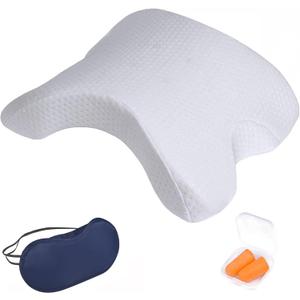 ALEVMOOM Cuddle Pillow for Couples Memory Foam Neck Cervical Pillow Cuddling Pillow Arch Tunnel Shaped Design for Arm and Neck Support When Spooning,Great for Travel,Office,Reading and Napping (New White)