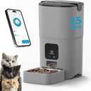 PAPIFEED Automatic Cat Feeder Upgrade, WiFi Pet Feeder with APP Control for Remote Feeding, Detachable for Easy Clean, Dual Power Supply,1-10 Meals Per Day for Multiple Pets(Gray) (Grey)
