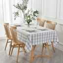 maxmill Checkered Rectangle Tablecloth Water Resistance Antiwrinkle Spillproof Heavy Weight Soft Gingham Plaid Table Cloth for Buffet Banquet Parties Holiday Dinner, 60 x 104 Inch Grey and White