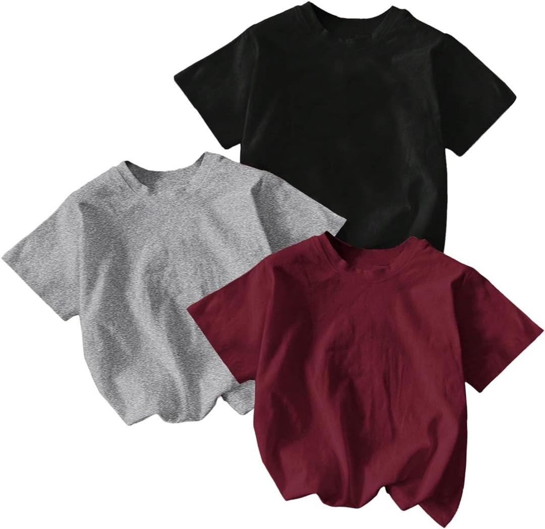RoseSeek Girl's Shirts 3 Packs Star Butterfly Graphic Tees Crew Neck Short Sleeve T Shirt Casual Tops