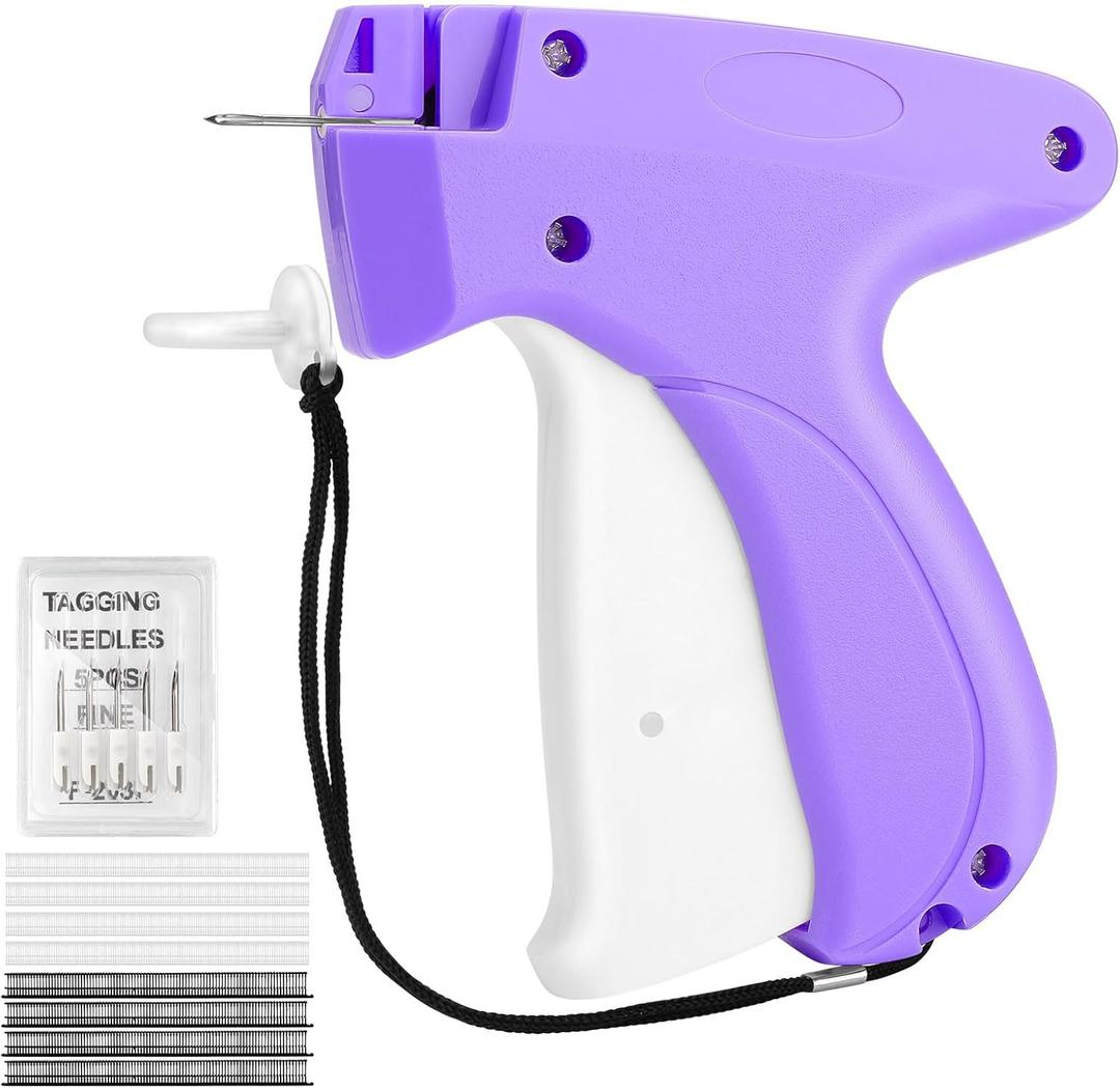 Stitch Gun for Clothes Quick Clothing Fixer & Tagging Gun with 6 Needles 1000 Black+1000 White Fasteners, Handheld Sewing Tool for Instant Repairs, Quilting, Retail Price Tags No Thread Needed Purple