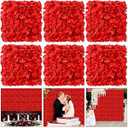 Tigeen 24 pcs Flower Wall Panels for Backdrop 3D Silk red Rose Floral Panels Artificial Faux Flower Wall Background for Wedding Party Shop Photo Photographic Backdrop Decoration Arrangement