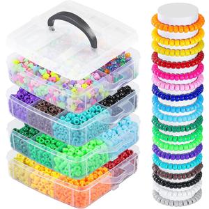 4800Pcs Pony Beads,24 Colors Pony Beads Bulk for Bracelets Making,Plastic Bead for Jewelry Making, DIY Crafting,Hair Braiding 6x9mm