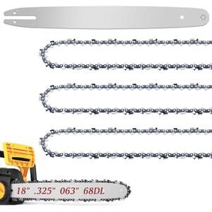 18 Inch Chainsaw Bar and Chain Combo Fit Stihl .063" Gauge .325" Pitch 68 Drive Links, Replacement Chains Fit Stihl 021 023 025 MS250 MS361 MS230 MS210 26RS 68, for Oregon L68 (3 Chains+ 1 Bar)
