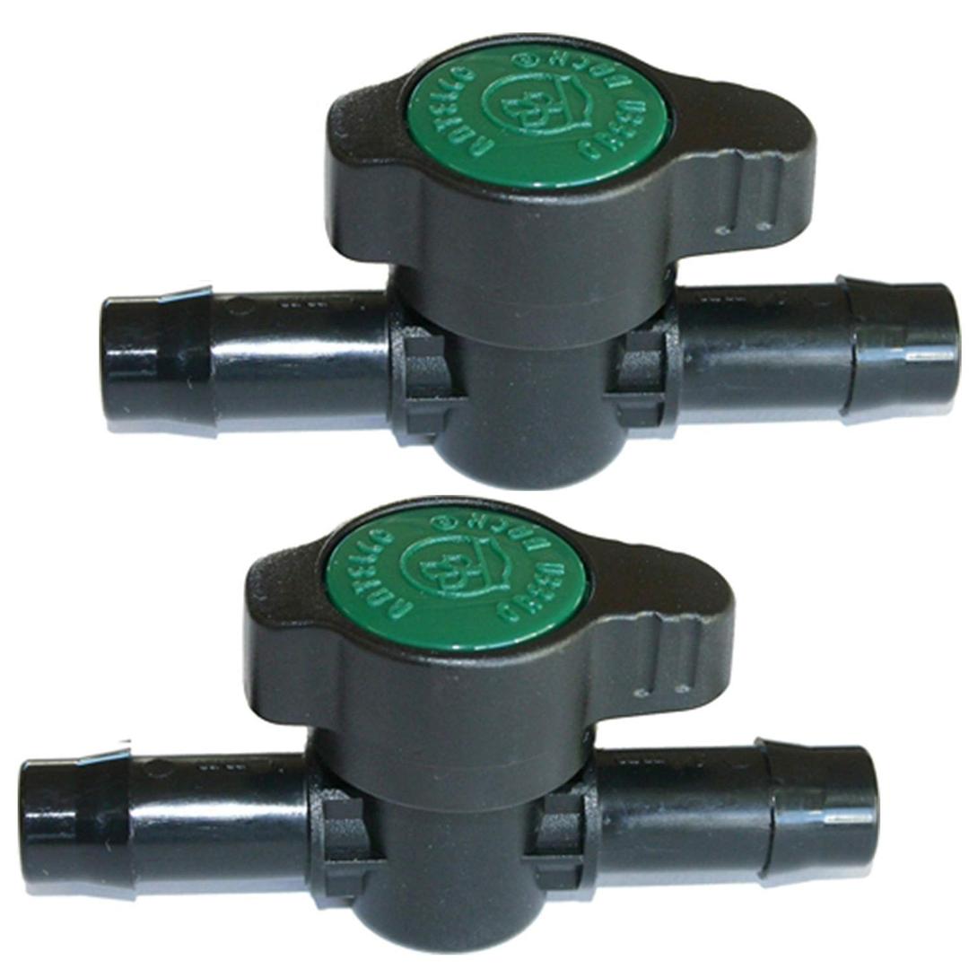 2-Pack In-Line Barbed Ball Valve 13mm For 1/2 Inch Tubing .520 ID - Regulate and Shut-Off/On Water Flow