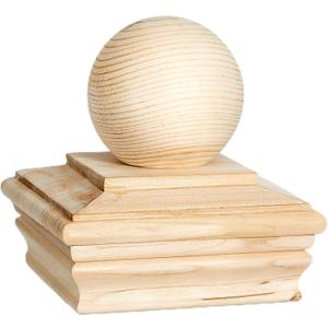 Hosuly 4 x 4 (Actual 3 5/8) Fence Cedar Ball Top Post Cap Rot Resistant Cedar Wood Deck Post Caps for Outdoor Wooden Fences (One Size)