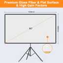 Projector Screen with Stand, 80 Inch Portable Projector Screen Outdoor Indoor, 1.2 Gain Fiberglass Projection Screen, 16:9 Outdoor Movie PVC Screen with Carrying Bag for Movie Night(White Screen)