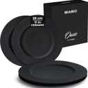 MIAMIO - 11 Inch, Set of 4 Dinner Plates/Ceramic Plate Set, Crockery Set - Modern Plates, Microwave and Dishwasher Safe - Oasis Collection (Black)