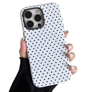 ZTOFERA Magnetic Case for iPhone 16 Pro Max, Polka Dot Phone Case Cute for Girl Women, Compatible with Magsafe, Hard PC+Soft TPU Protective Phone Cover for iPhone 16 Pro Max-White