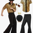 Mens 70's Disco Outfit Retro 70s Mens Costume for Adults Perfect 70's Theme Clothes for Parties, Size XL