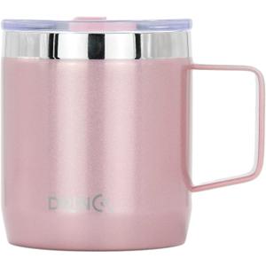 Drinco 16 oz Coffee Mug, Vacuum Insulated Camping Mug with Lid, Double Wall Stainless Steel Travel Mug Insulated Tumblers Coffee Mugs Coffee Cups Tea Cup (14oz Bling Rose Gold)