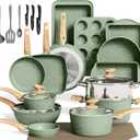MAISON ARTS 30 Piece Pots and Pans Set Non Stick, Kitchen Cookware & Bakeware Sets with Nonstick Granite Coating, Baking Tray, Frying Pan and Saucepan, Green
