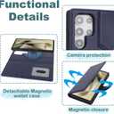 for Samsung Galaxy S24 Ultra Case with Detachable Magnetic Wallet - 2-in-1 Flip Folio Stand Cover, Card Holder & Wireless Charging Compatible - Blue