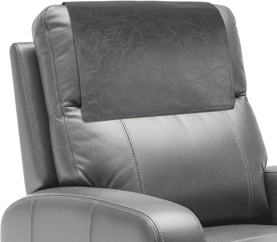 Recliner Headrest Protector,Non Slip Waterproof Headrest Cover,Leather Recliner Headrest Cover for Sofa,Furniture,Living Room,Office Chair (Dark Gray)