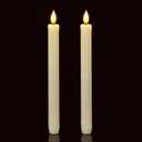 Homemory 2/3/6 Pack Flameless Taper Candles, No Remote, Realistic Flickering Battery Operated Candlesticks, Ivory LED Plastic Candle Safe for Weddings, Table Decor, Christmas, and Halloween(Set of 2)