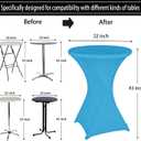 2 Pack Steel Blue Spandex Cocktail Table Covers 32x43 Inch, Stretch Round Cocktail Tablecloth, Fitted Highboy Table Cover Cloth for Wedding, Party, Banquet, Event