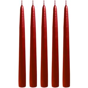 Rich Red 10 Inch Taper Candles - Pack of 12 Premium Unscented, Dripless & Smokeless Hand-Dipped Candles for Birthday, Wedding or Dinner Decorations and Formal Candlelighting
