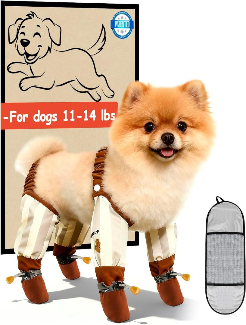 Dog Suspender Boots, Outdoor Anti Dust Pants with Shoes for Dogs, Adjustable Anti Slip Paw Protector Booties for Dogs (L)