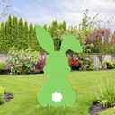 CMUSKO Easter Outdoor Decorations - Large Easter Bunny Yard Signs with Stakes - Green - 31.5 X 11.8 inches