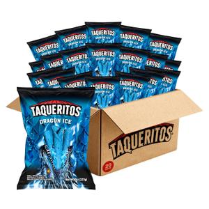 Taqueritos Dragon Ice, Spicy Rolled Corn Tortilla Chips, 8oz, BB: Feb/24/2026( Pack of 20)