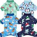 XPUDAC 4 Pack Dog Pajamas Cute Dog Clothes for Small Medium Dogs Boy Stretchy Soft Pjs Jammies Outfit Puppy Onesies for Winter, M (Medium(Chest-16"))