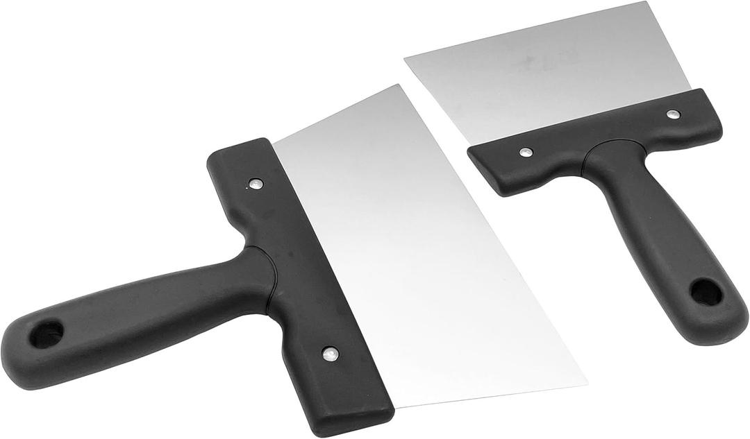 2-Piece Stainless Steel Chocolate DIY Tool Coating Spatulas - Large & Small Chocolate Thermostat Spatula Dough Scraper Cake Smoothig Decorating Spatulas