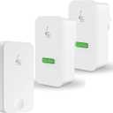 Door Bell Ringer Wireless, Batteryless Wireless Doorbell Loud Enough, Smart Remote Wireless Doorbells for Home Apartment Classroom Office, One Self-Powered Push Button & Two Plug in Receivers, White (1TX+2RX)
