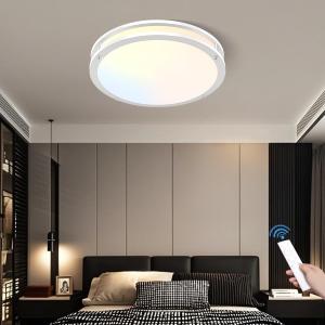 AOMEI 16inch White Natural Light Spectrum LED Ceiling Light for Bedroom Living Room 24W 3000K-6000K, 4-Point Secure Flush Mount Flat Panel, CRI97 Round Modern Fixture with Remote Control