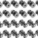 uxcell 24pcs 0.26" x 0.31" Mini Round Knobs, Small Drawer Pulls, Cabinet Knobs Handles Pulls for Dresser Closet Jewelry Box Gift Cases, Gray