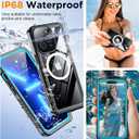 Temdan Magnetic for iPhone 13 Pro Max Case Waterproof,Built-in Screen Protector[IP68 Underwater][Upgrade Military Dropproof][Compatible with MagSafe] Full Body Shockproof Translucent Case 6.7''-Blue