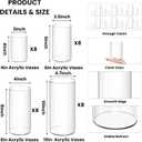32 Pack Plastic Vases, 4 6 8 10 Inch Tall Acrylic Cylinder Vase Bulk Hurricane Candle Holder Large Clear Cylinder Plastic Vases for Centerpiece Flowers Wedding Party Home Office