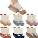 Baby Toddler Socks Girls Boys Non Slip Baby Grip Socks Cute Cotton Crew Socks for Newborn Infant Toddler 6 Pairs, 0-12m