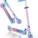 Scooters for Kids with Light-Up Wheels, Stem and Deck, Lightweight Foldable, 3 Adjustable Height Scooters for Kids 8-12, purple