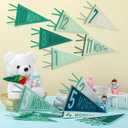 VitalCozy 14 Pcs Baby Milestone Pennant Signs Monthly Milestone Banner Flags Pennant Triangle Banner Age Flag Signs for Boy Girl Newborn Birthday Party Decor (Morandi)