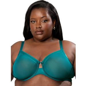 Curvy Couture Women's Sheer Unlined Underwire Plunge (38H, Fanfare)