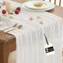 IVAPUPU 2 Pcs Cheesecloth Table Runner - 10ft Ivory White Spring Boho Gauze Cheese Cloth Table Runners for Baby Shower Decorations Wedding Party Garden Farmhouse Decor