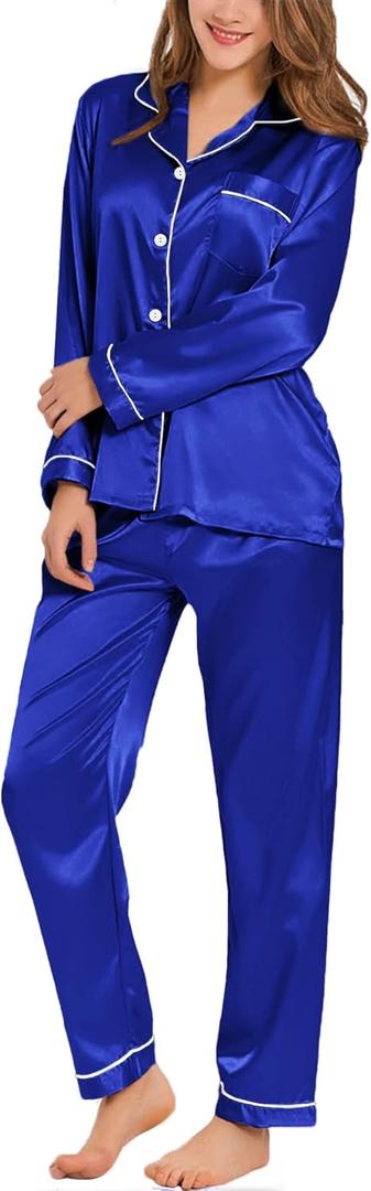 codcm Womens Muslin Pajama Set Cotton Gauze Loungewear 3 Piece Long Sleeve Button Down Sleepwear Ruffle Pj Set(Blue, Size 140)