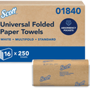 Scott Professional Multifold Paper Towels, Bulk, 16 x 250 Sheets (01840)
Universal, Standard Tier, Absorbency Pockets, Compressed, Compatible with Universal Folded Towel Dispensers