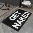 Get Naked Bath Mat, Non-Slip Bathroom Rug, Tufted Area Rug, Slogan Bathroom Rug, Black Bathroom Mat, Novelty Bath Mat, Absorbent Bathtub Mat - Black, 16"x24"